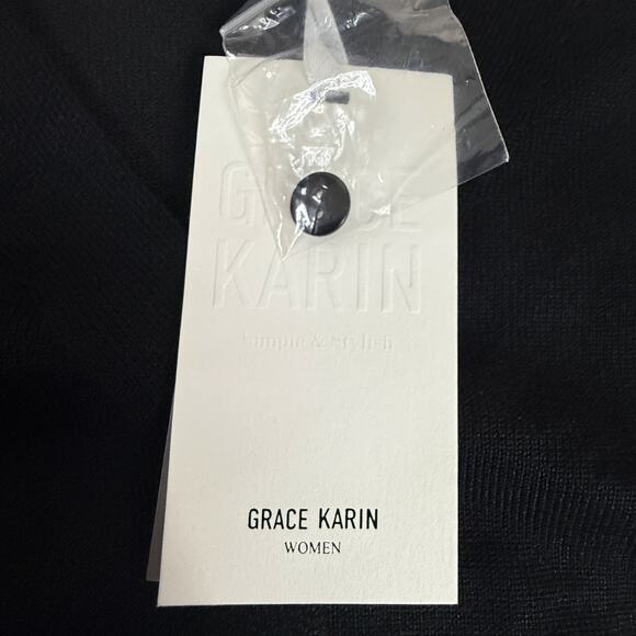 Grace Karin Black Cardigan NWT Button Front Lightweight Knit V-Neck Sweater - Picture 6 of 8